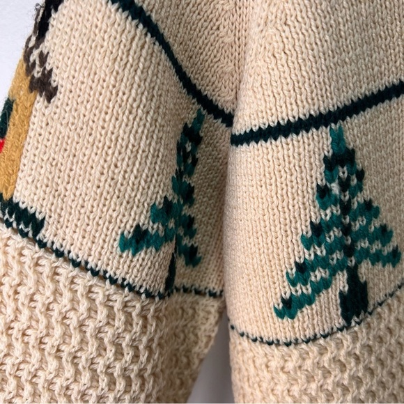 Vintage Handknit Winter Wool Sweater Cabin Christmas Holiday Snowflake - Picture 7 of 16